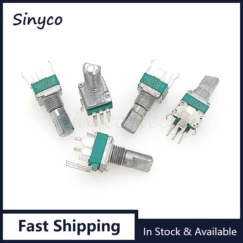 5PCS RK097 타입 단일 수직 3핀 B1K 2K 5K 10K 20K 50K 100K 200K 250K 500K 1M 밀폐형 포텐쇼미터 샤프트 길이 15mm