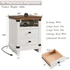 Farmhouse Nightstand with Charging Station,18" Rustic Night Stand with 2 Storage Drawers,Wood End Table for Bedroom, Living Room 2