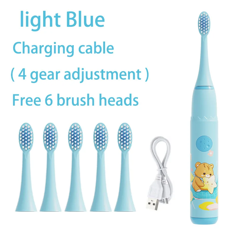 thumbnail image 1 of Cepillo de dientes eléctrico para niños con cabezal de repuesto Cepillo de dientes ultrasónico para niños con dibujos animados IPX7 impermeable recargable Sonic Clean, 1 of 5