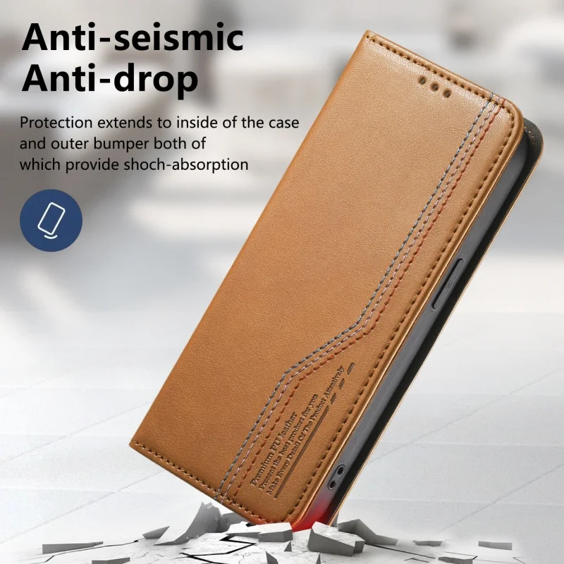 Magnetic Leather Wallet Card Phone Case with Stylish Design
