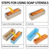 2Pcs Soap Molds 1.4L Soap Loaf Mold Rectangular Silicone Soap Making Molds Kit with Wood Box and Lid Non Stick Silicone Soap 4