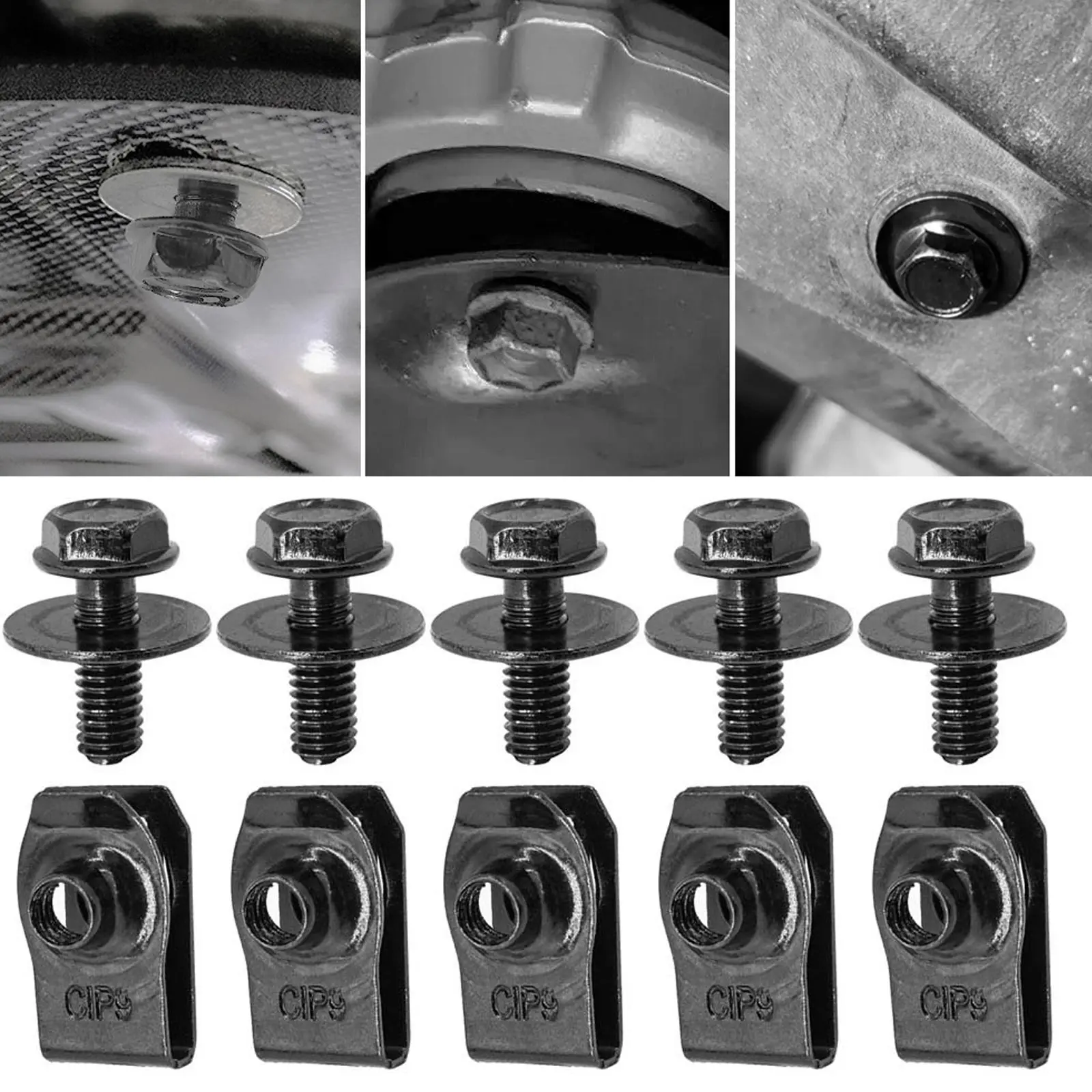 Auto Fasteners 6MM U-Clip Self-Tapping M6 Engine Hood Chassis Cover Protective Body Bumper Fender Lining Metal Screws