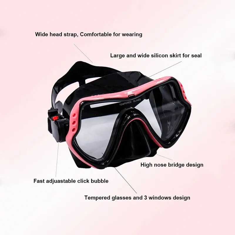 Diving Mask Snorkel Swim Goggles with Nose Cover Adult