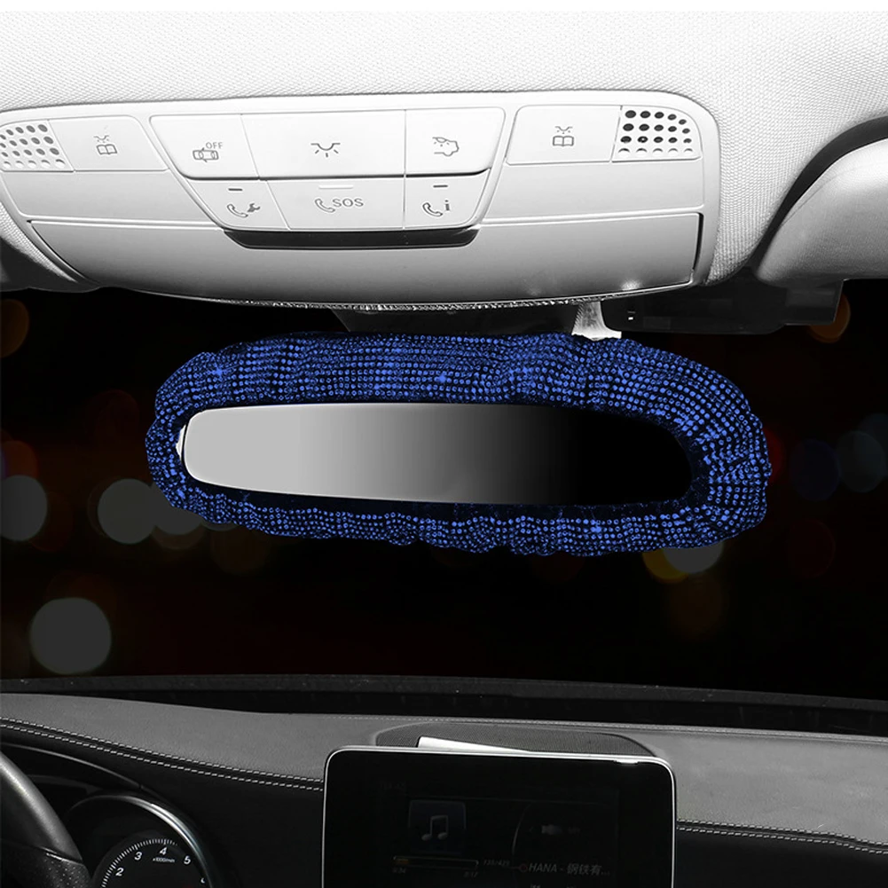 Rearview Mirror Cover With Crystal Diamonds