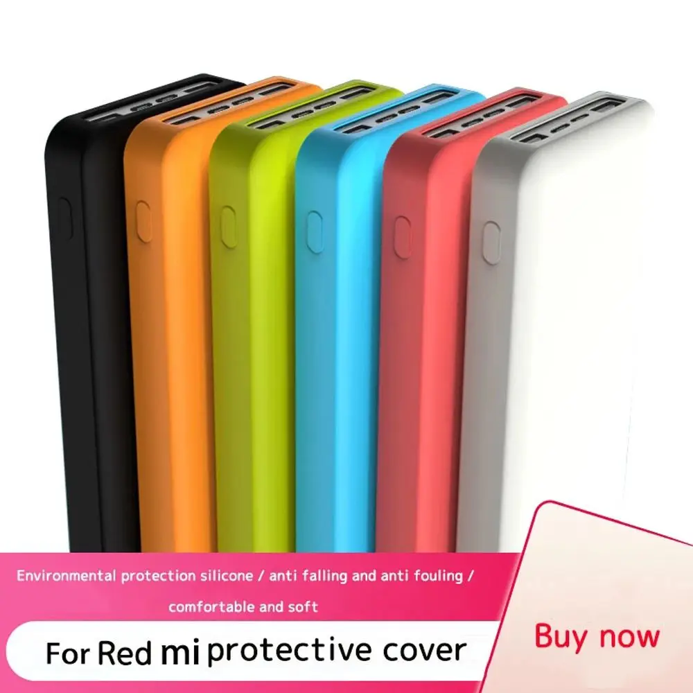 Power Bank Case Xiaomi Powerbank Case Silicone Protector Case Cover for Redmi 20000mah 10000mah Dual USB Port Skin Shell Sleeve Anti-slip Cover