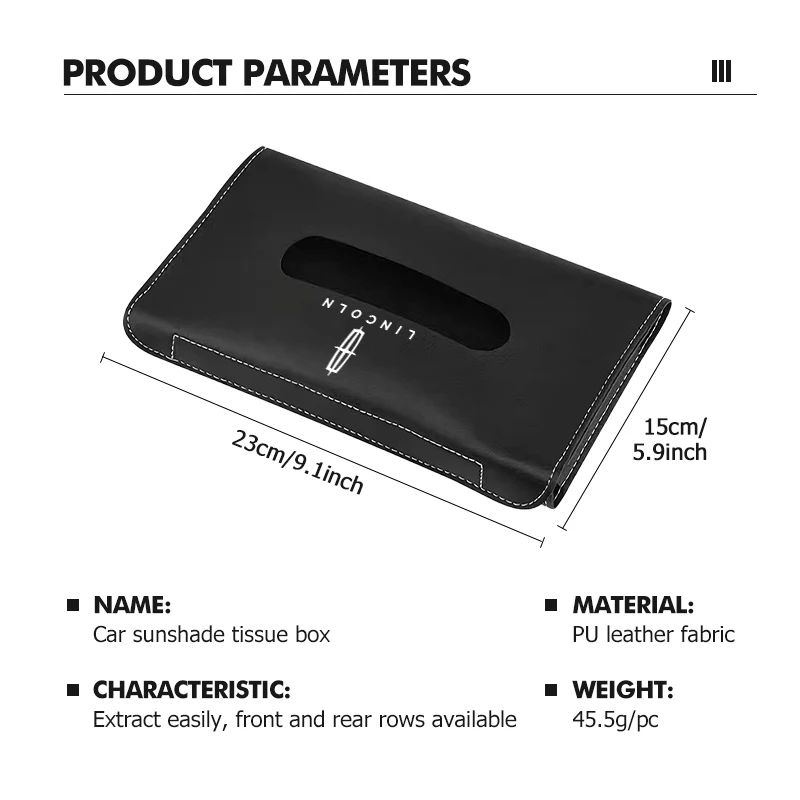 링컨 네비게이터 MKX 노틸러스 컨티넨탈 코르세어 보이저용 차량용 티슈 박스 홀더, 햇빛 가리개, 센터 콘솔, 팔걸이 정리함