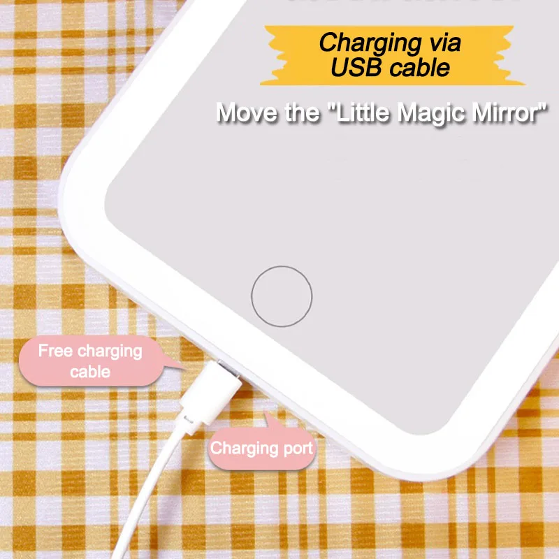 New 3 Colors LED Vanity Mirror Dimming Makeup Cosmetic Mirror with Lighting Portable USB Rechargeable HUAZJ16