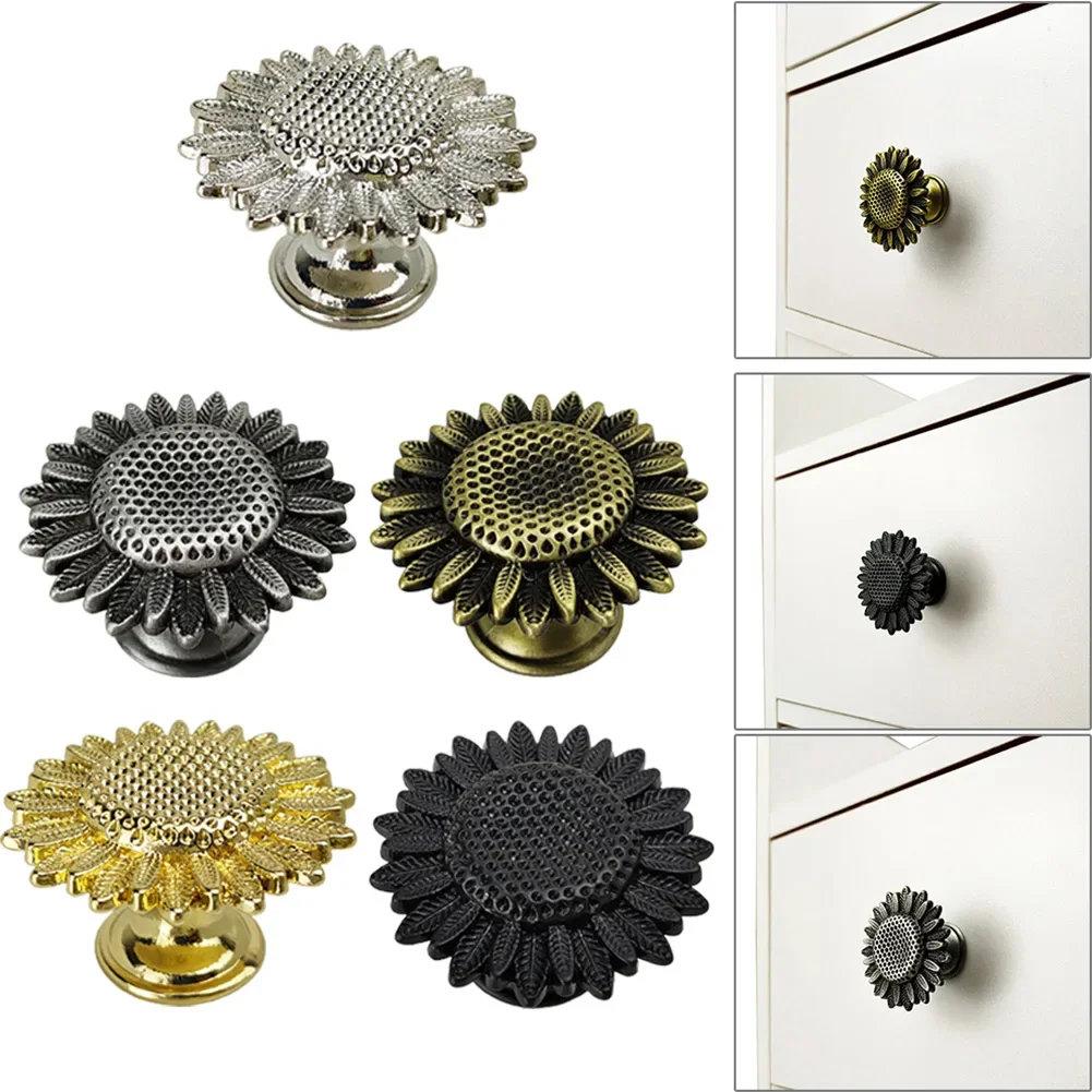 Cabinets Door Knobs Furniture Handle Zinc Alloy Sunflower Shape For Children Bedroom Home Decoration Hardware Accessories
