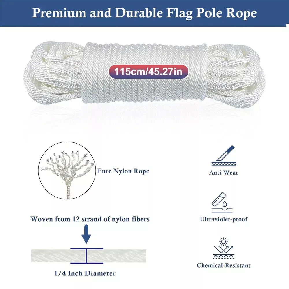 Aluminum Alloy Flag Pole Tool Set Nylon Braided Rope 3 Inch Golden Ball Flag Pole Hardware Repair Kit Metal Clips Upgrade