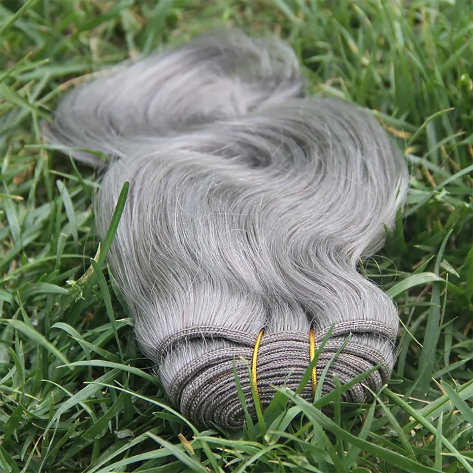 10-30 Inch Body Wave Bundles Human Hair Sliver Grey 100% Unprocessed Brazilian Human Virgin Hair Double Weft For Women 1/3/4 PCS 3