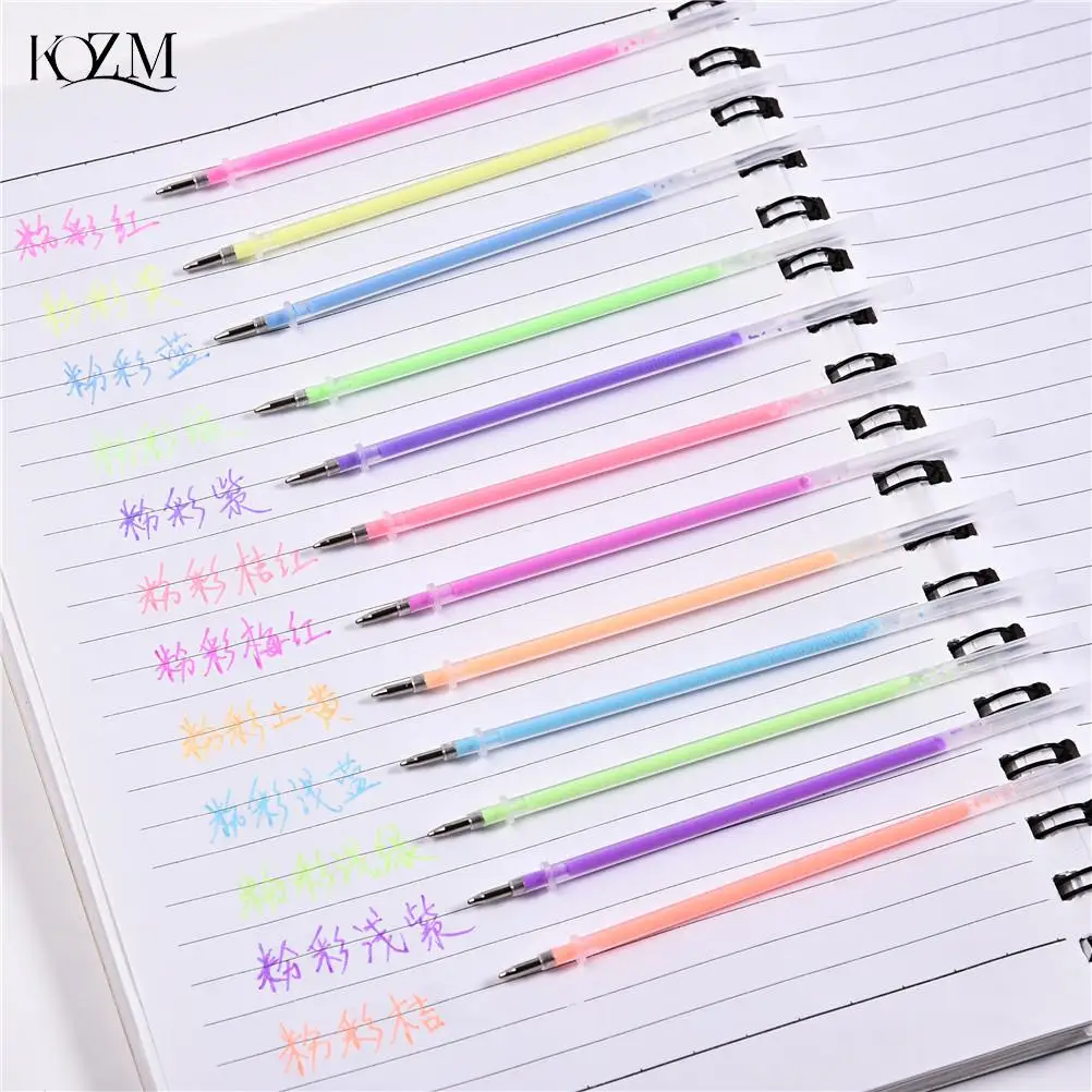 

48pcs Fluorescent Gel Ink Pen Refills Watercolor Brush Colorful Stationery Neon Set