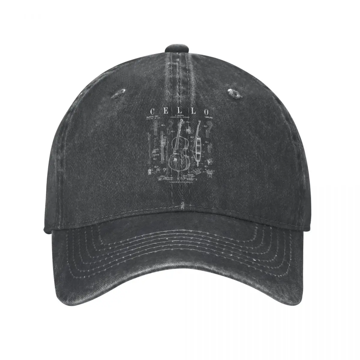 

Cello Vintage Patent Cellist Drawing Print Cap Cowboy Hat luxury man hat Women hat Men's