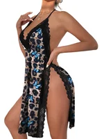 Sous-vêtements Sexy pour femmes, grande taille, chemise de nuit ample, pyjama fendu 1