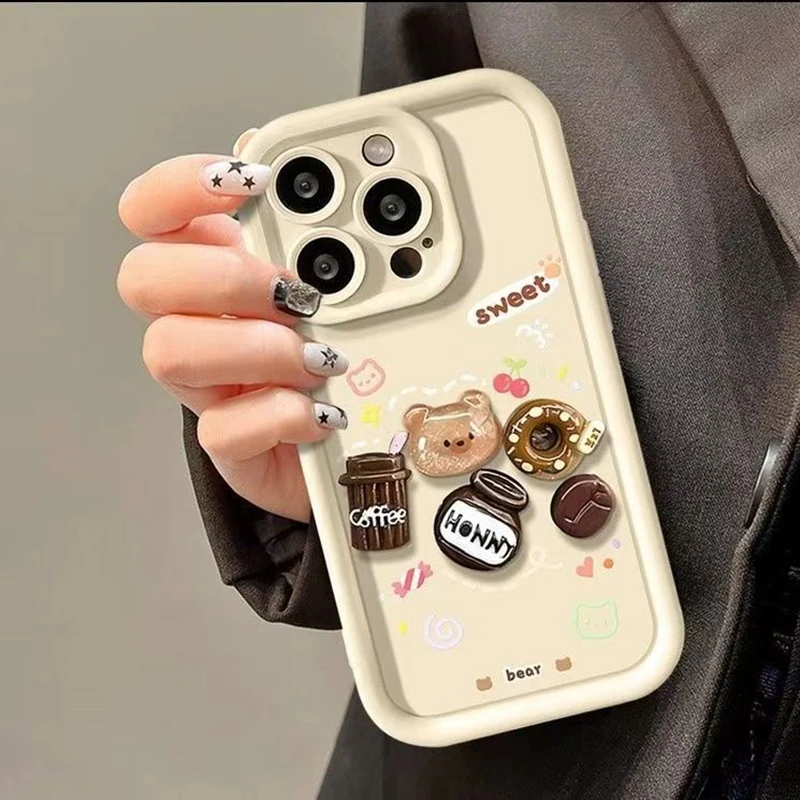 Sweet Coffee Bear Dolls Decorative Phone Case