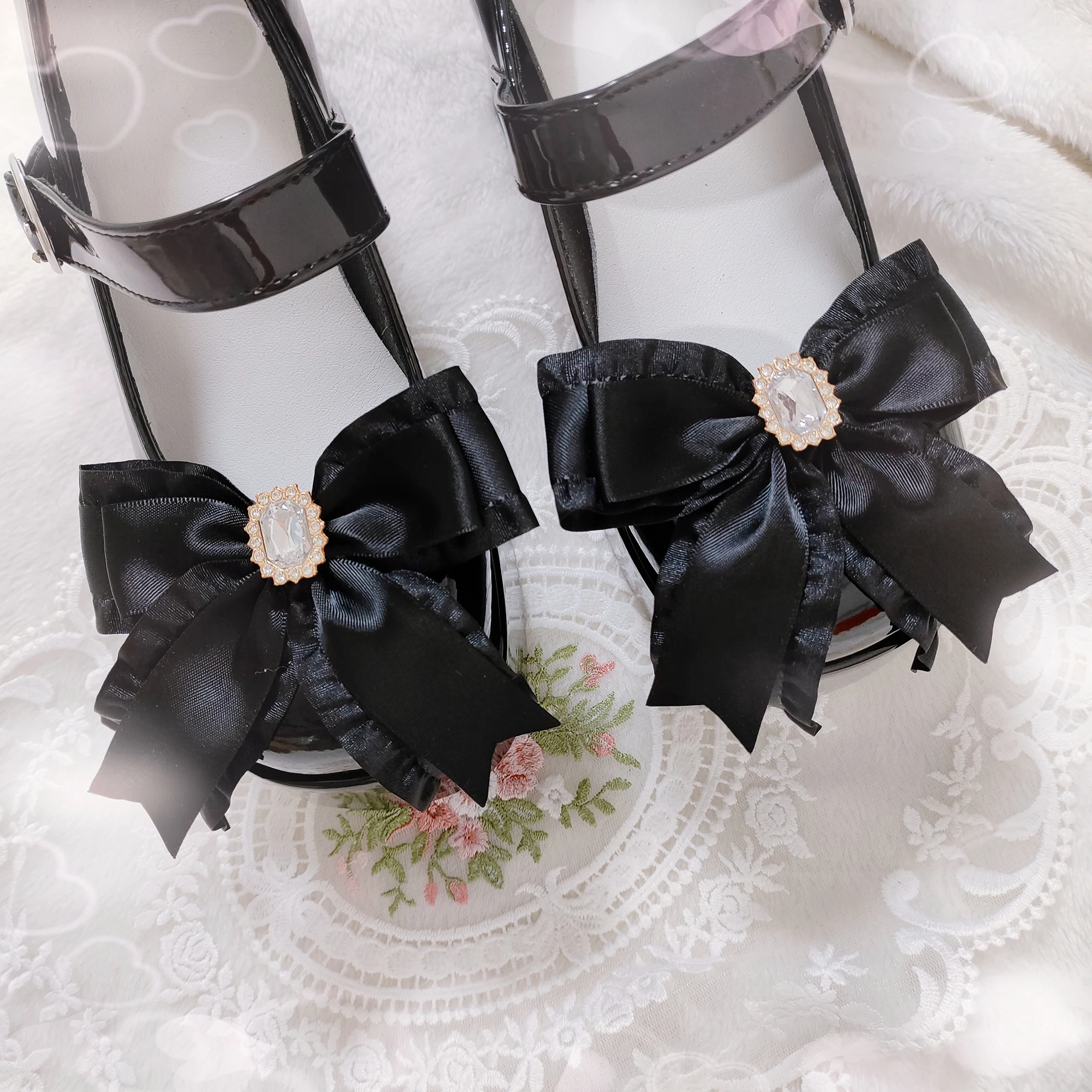 Japanese Mine Series Mass-Produced Shoe Clips Sweet Cute Rhinestone Bow Shoe Clip Lolita Water Color Shoe Buckle Girl Students