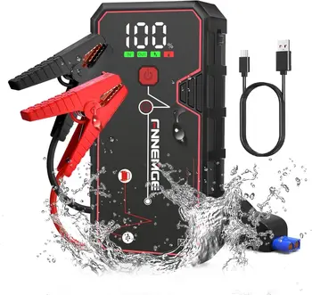 FNNEMGE Avviatore di emergenza per auto 4000A Picco 21800mAh 12V Avviamento di emergenza super sicuro (fino a 8,0 litri a gas o motore diesel da 6,5 litri), con ricarica USB