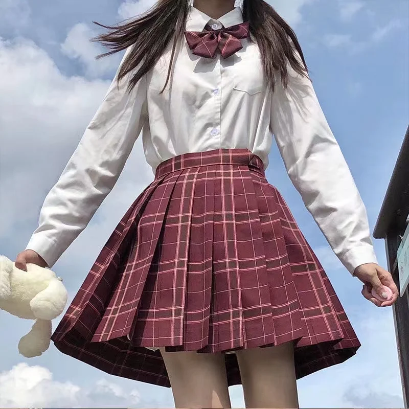 Fashion Summer Women Mini Skirts Japan Style School Pleated Skirt for Girls High Waist Plaid Cute Bow Female Students Skirts 2