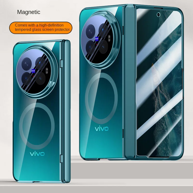 Magnetic Ring Transparent Screen Protector Case with Spring Hinged Back Cover