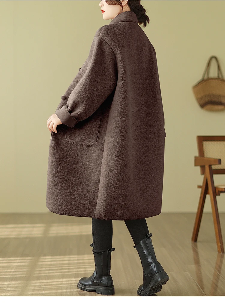 Luxury Maternity Winter Coats Long Sleeve Turn-down Collar Single-breasted Pregnant Woman X-long Jackets with Pockets Outwear