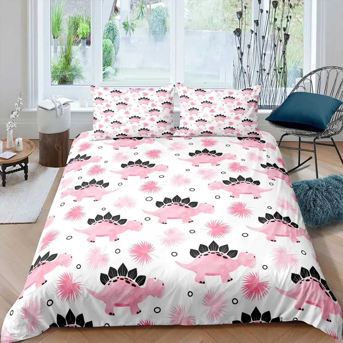 Dinosaur Duvet Cover Cute Dinosaurs Cartoon Animal Theme Bedding Set For Kids Teens Double Queen King Size Quilt Cover 4