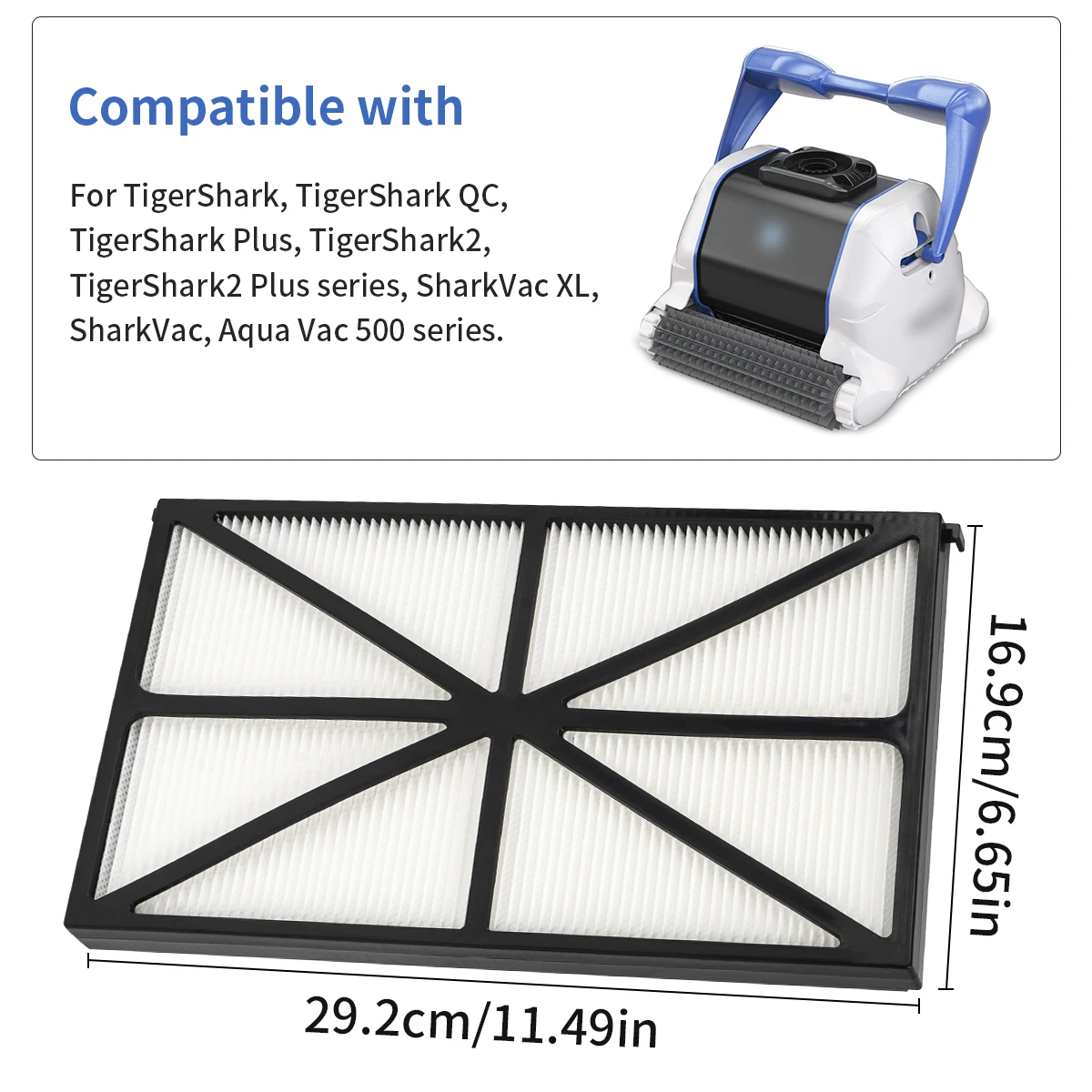 Lot de 4 Filtres Cartouche pour Robot Piscine TigerShark RCX70101