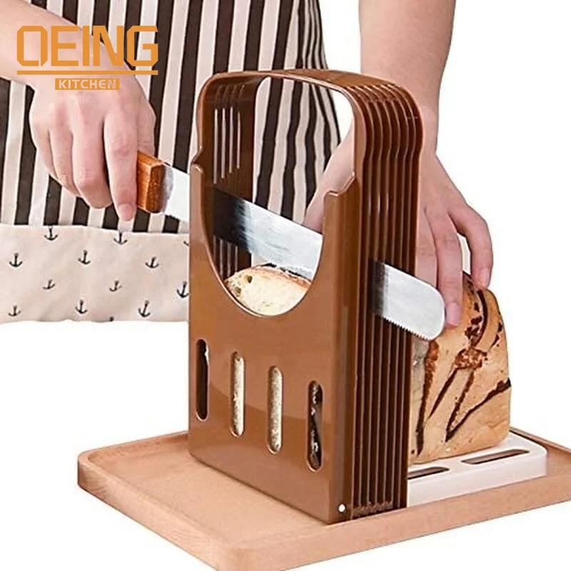 

Toast Bread Slicer Stand Plastic Bakeware Slicing Tool Loaf Cutter Rack Foldable Cutting Guide Home Kitchen Gadgets