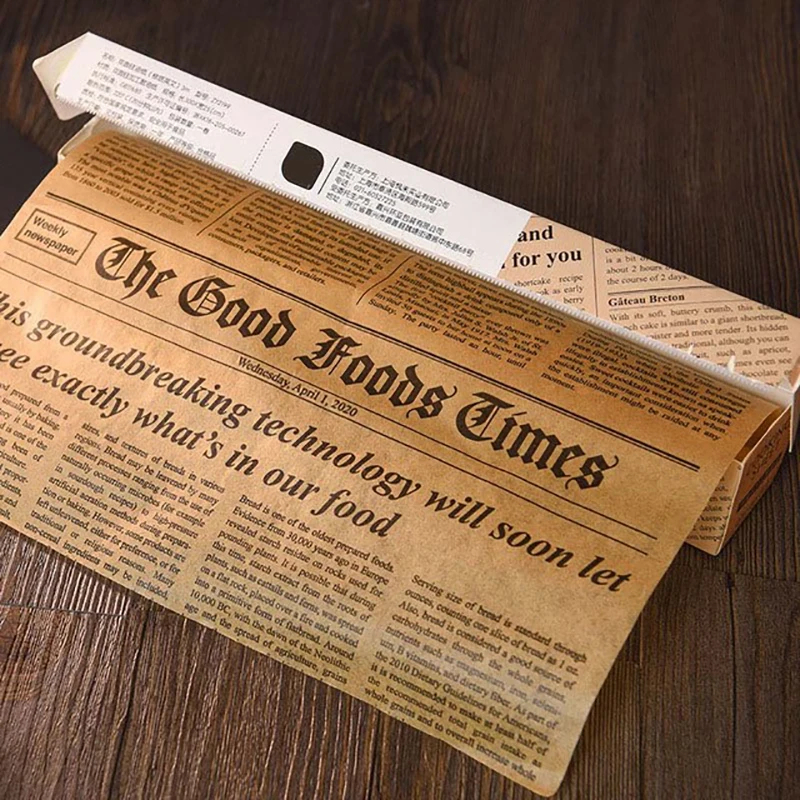 Retro English Newspaper Food Wrappers for Baking Kitchen Food Grade Grease Paper Bread Sandwich Burger Fries Wrappers Cookie