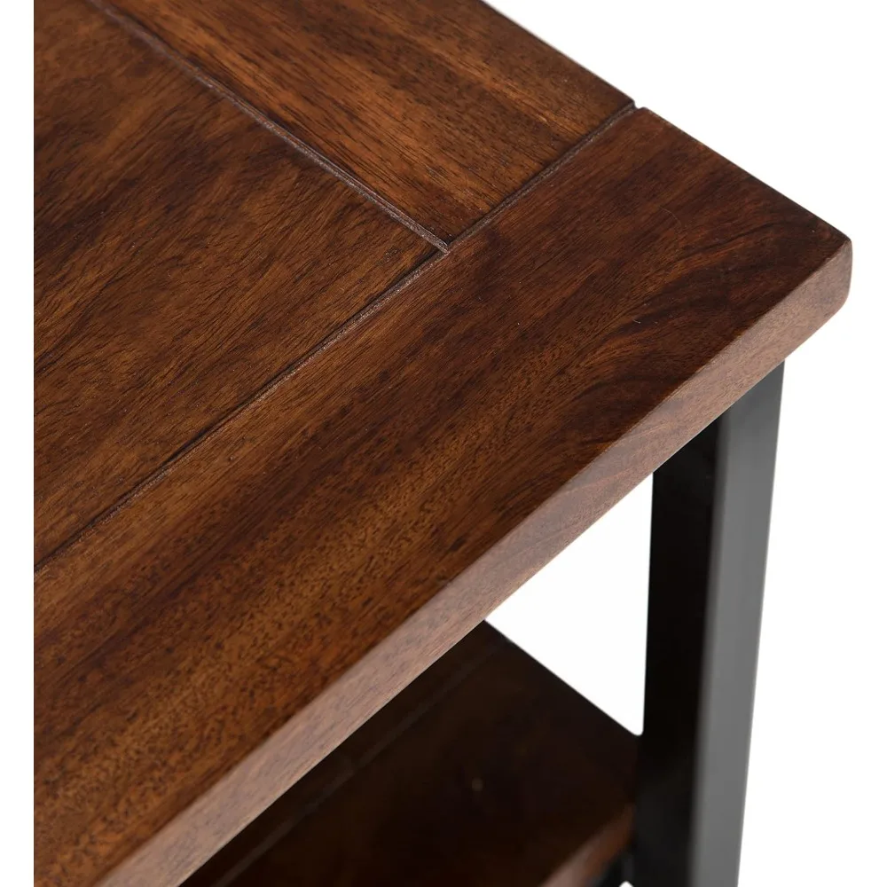 Skyler SOLID MANGO WOOD 60 Inch Wide Industrial TV Media Stand in Dark Cognac Brown for TVs up to 65 Inches