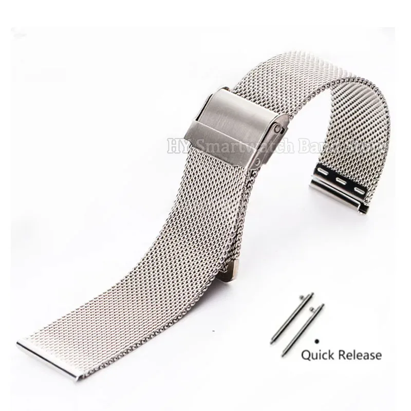 Milanese Mesh Stainless Steel Quick Release Bracelet Strap - Adjustable Widths