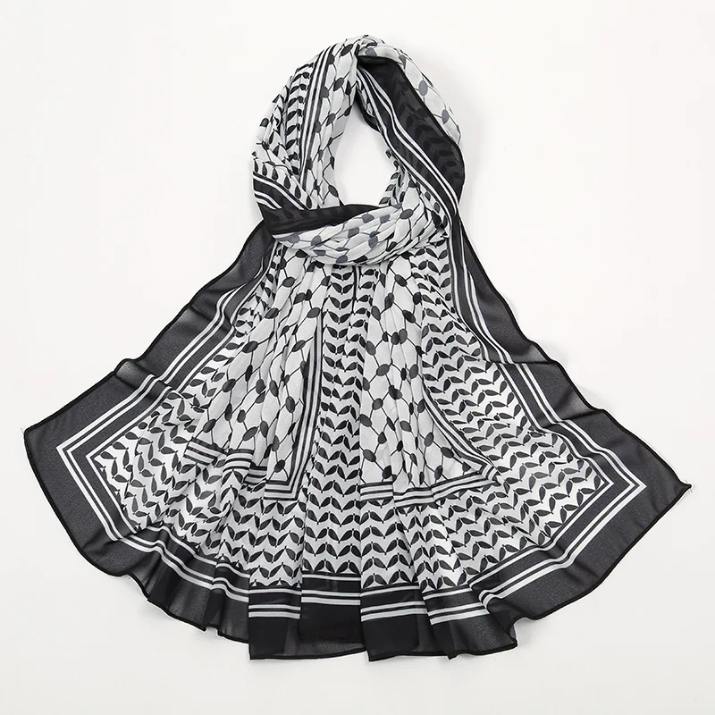 Printed Keffiyeh Scarf Islam Shawls and Wraps Long Chiffon Print Palestine Scarf Hijab Muslim Women's Shawl Ramanda 170*80cm 5