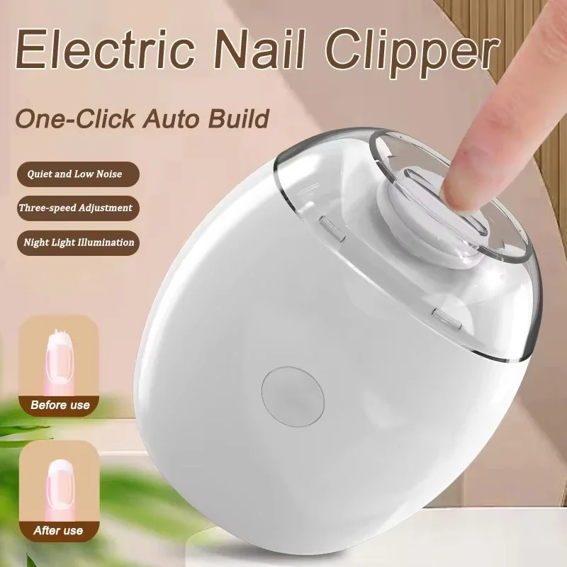 2in1 Electric Nail Clipper Cutter with LED Light Anti-Pinch Automatic Nail Grinder Trimmer for Baby Mini Manicure Tool Nail Care