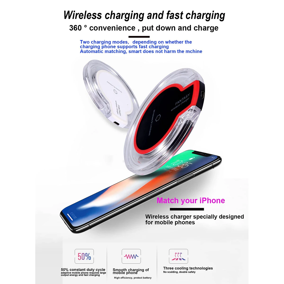 Fast Charge Samsung Wireless Charger ULEFONE UF005 Round Wireless