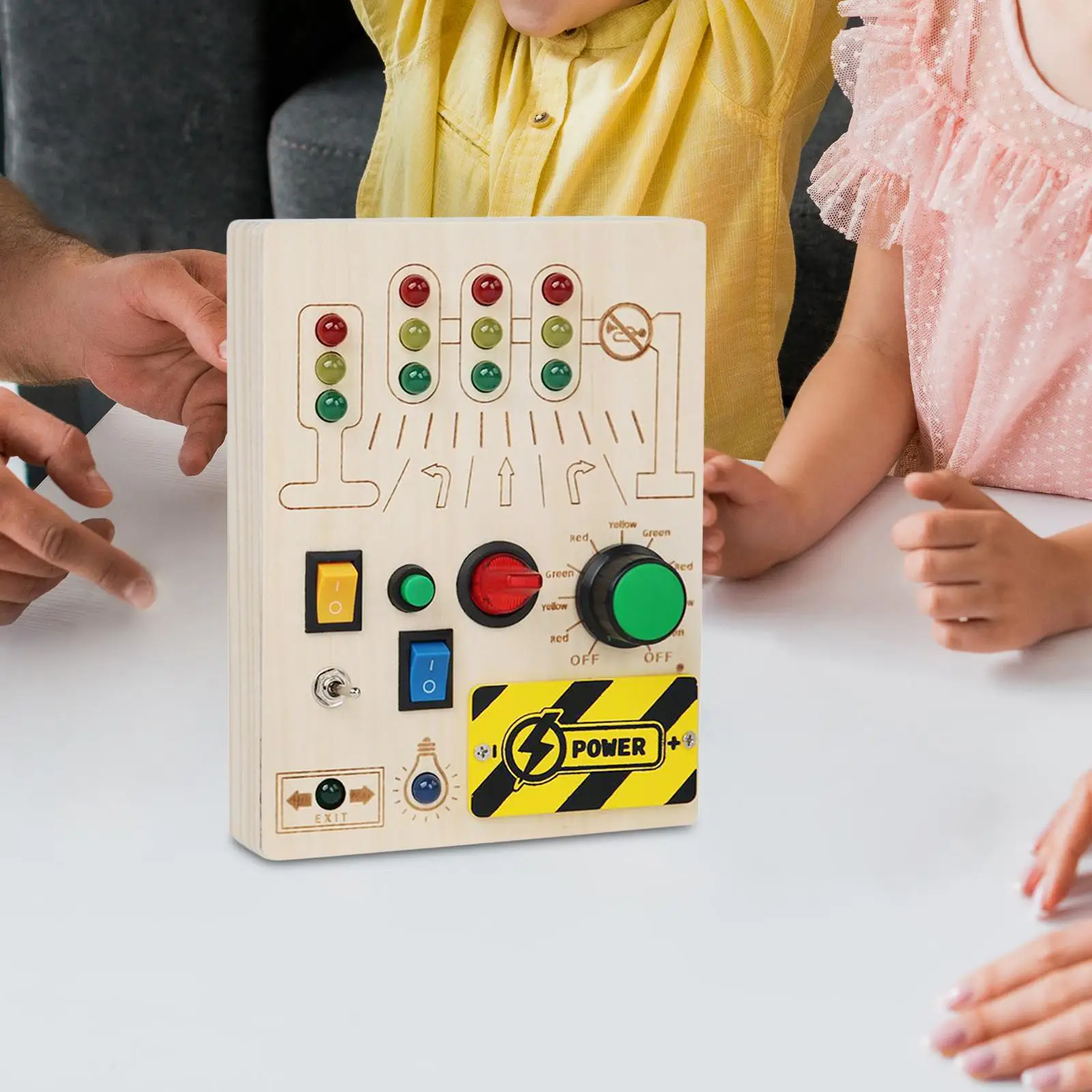 

Wooden Busy Board with LED Light Development Toy Preschool Activities Traffic Light Busy Board Sensory Board Kids Gifts Children