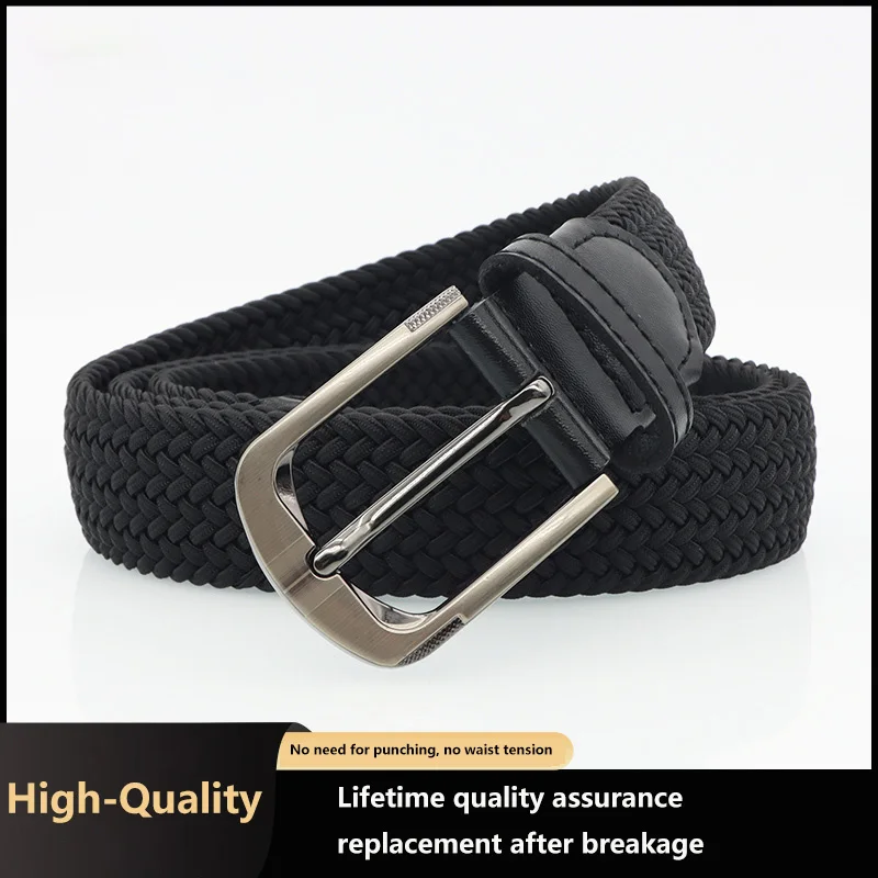 New Minimalist Men'S Alloy Woven Needle Buckle With No Punching Tooling Designer Fashion Waistband Casual Travel Belt A3137 leisure women s woven belt fashion business travel workwear design waistband high quality campus youth needle buckle belt