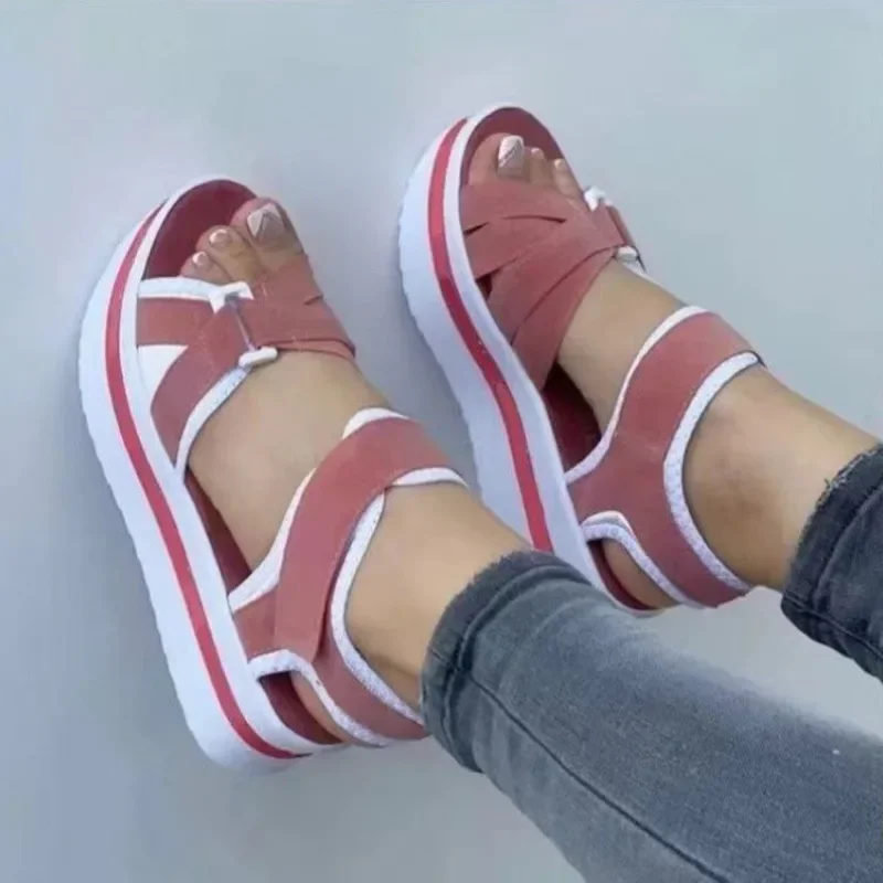 Women High Sandals Light Wedge Shoes Stretchy Fabric Women Sandals Size 43 Summer Beach Slipper with Platform Sandalias De Mujer women sandals