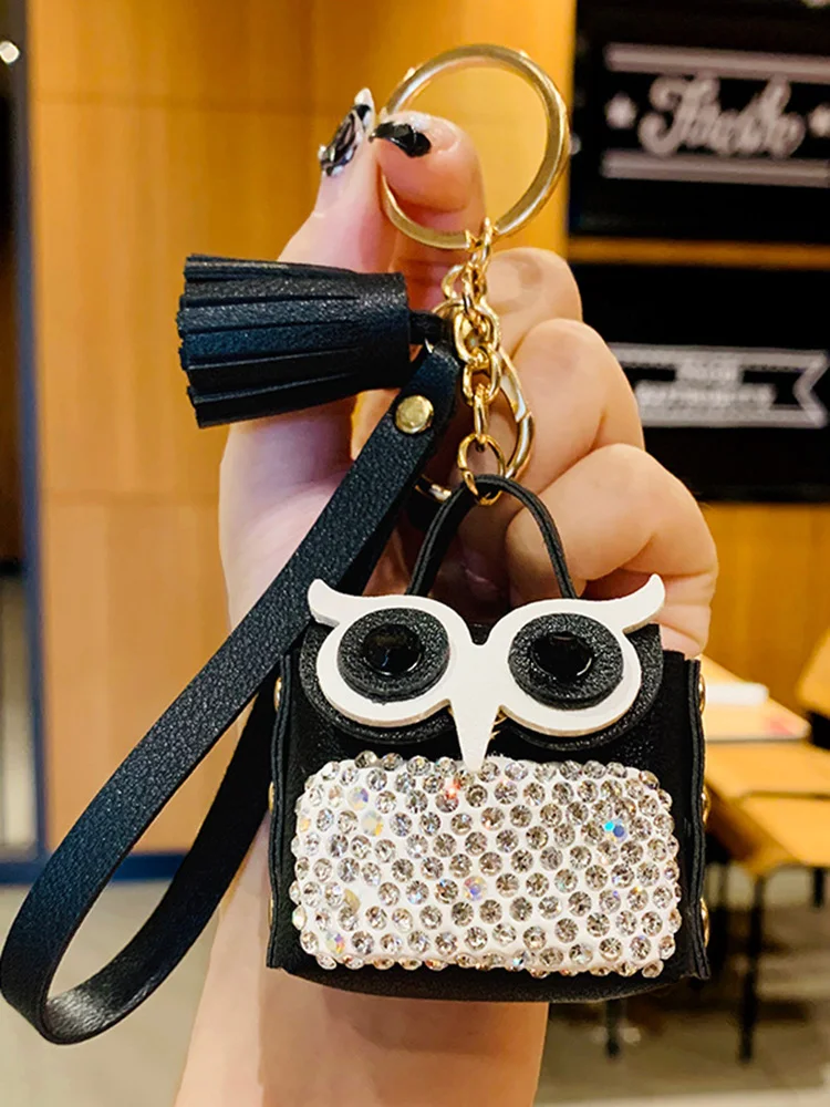 Owl chaveiro multifuncional keychain leather key chain llaveros para mujer  cute llaveros aestethic kawaii tassel earphone case