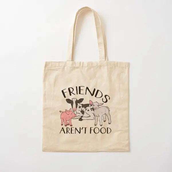 

Сумка-тоут из хлопчатобумажной ткани с принтом «Friends Are Not Food»