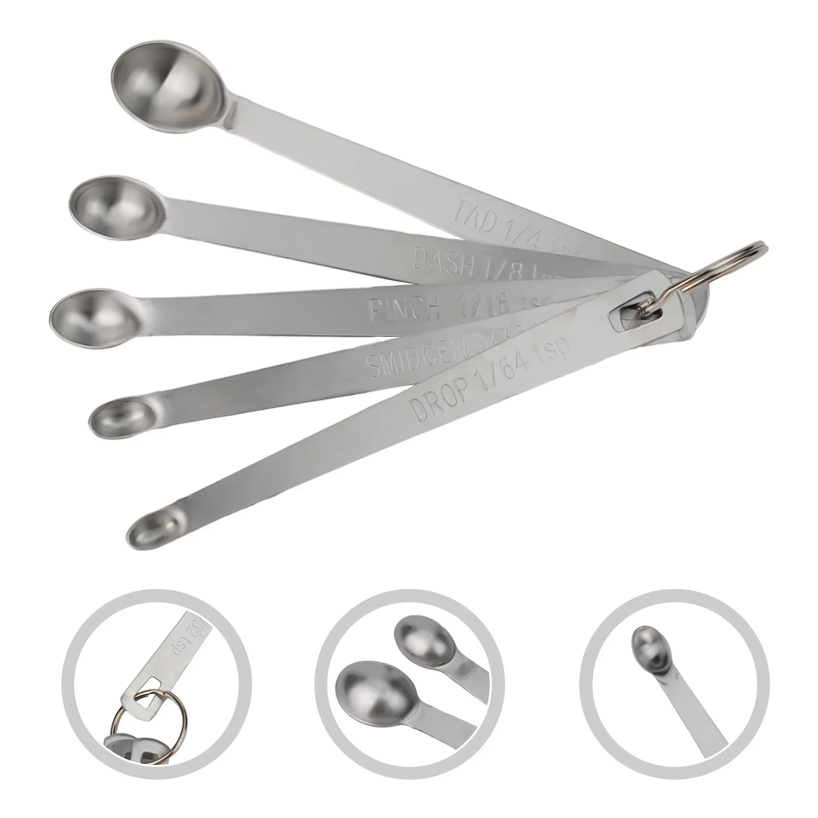 Kitchen Measuring Spoons Measuring Spoon Set 5Pcs/Set Mini Measuring Spoons Stainless Steel Tea Coffee Sauce Scoops Baking Seasoning Tool Kitchen Mearure Accessories