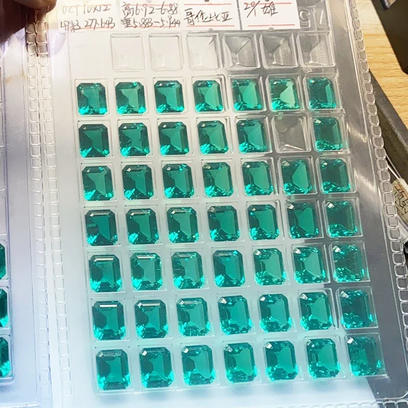 Lab Grown Columbia Emerald 10x12mm Emerald Cut Charms Gemstone Advanced DIY Jewelry Rings Earrings Making Certificate 6