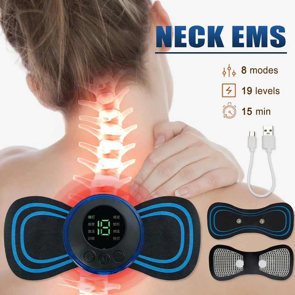 EMS Pulse Neck Massager Sticker Tens Cervical Massageador Back Masajeador  Patch Muscle Stimulator Pain Relief Gel Pads Stretcher - AliExpress