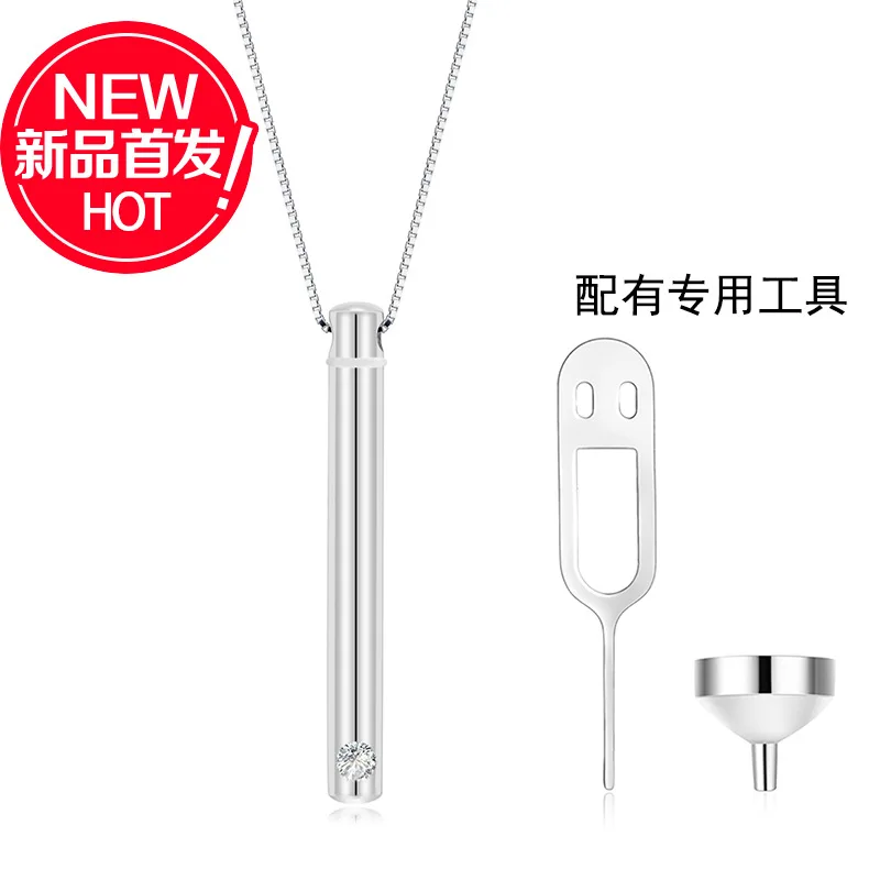 

Fashion Simple 925 Silver Jewelry round Tube Pendant Cinerary Casket collar plata de ley 925 mujer parure bijoux femme