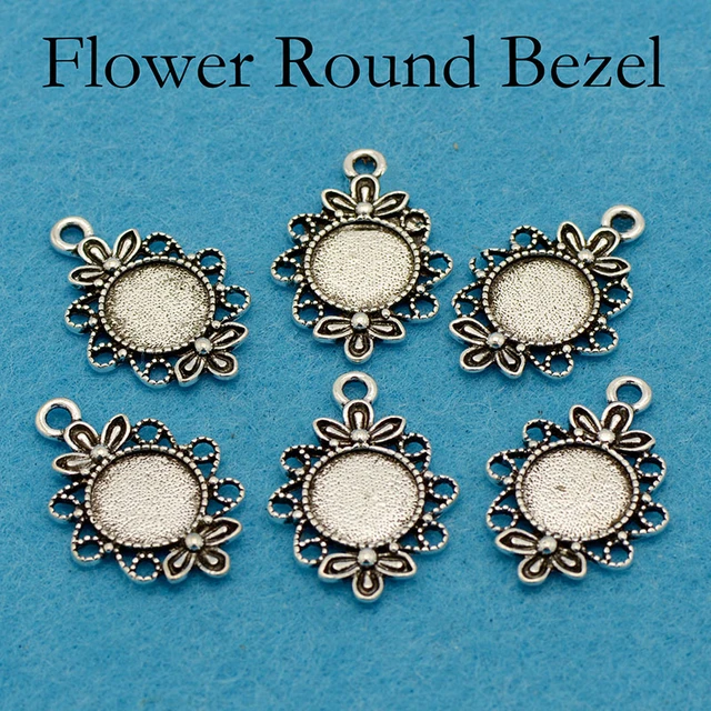 24 Fancy Floral 16mm Round Glass Cabochons