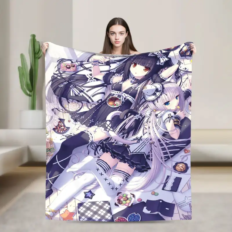 Shigure Minaduki and Fraise Nekopara Anime Blanket  Flannel Funny Soft Throw Blankets for Bed Sofa Autumn/Winter - Image 20