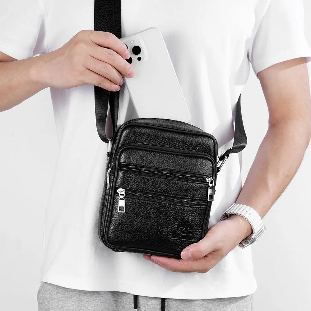 Men's Shoulder Bag Business Casual Vintage Messenger Bag High Quality Leather Men's Travel Shoulder Bag - Image 3