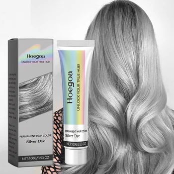 Crema colorante per capelli colore grigio unisex argento fumé stile punk colore chiaro metallizzato permanente nutrire bellezza naturale alla moda cura dei capelli