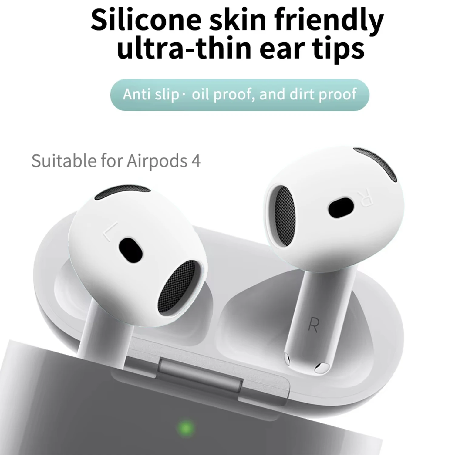 3 Pair Silicone Eartips For Apple AirPods 4 Replacement Ultra Thin Rubber Earbuds Ear Tips For Airpod 4 Anti-Slip Earphone Cover