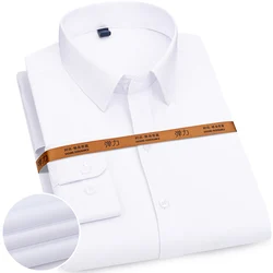 Men's Classic Solid Color Slim Fit Long Sleeve White Shirt - Formal & Casual Fashion - Asian Size 38 (01)
