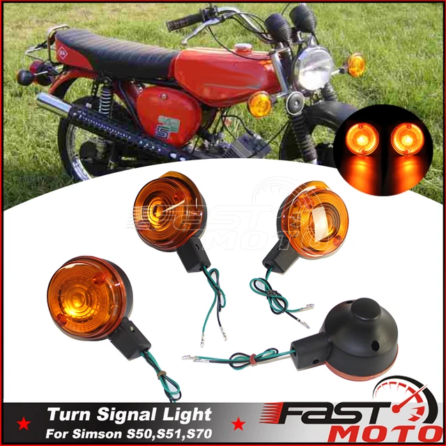 1 Set Front & Rear Motorcycle Turn Signals Blinker Lamp Amber Flash Lights  For Simson S50 S51 S70 Turn Indicators Flashing Light - AliExpress