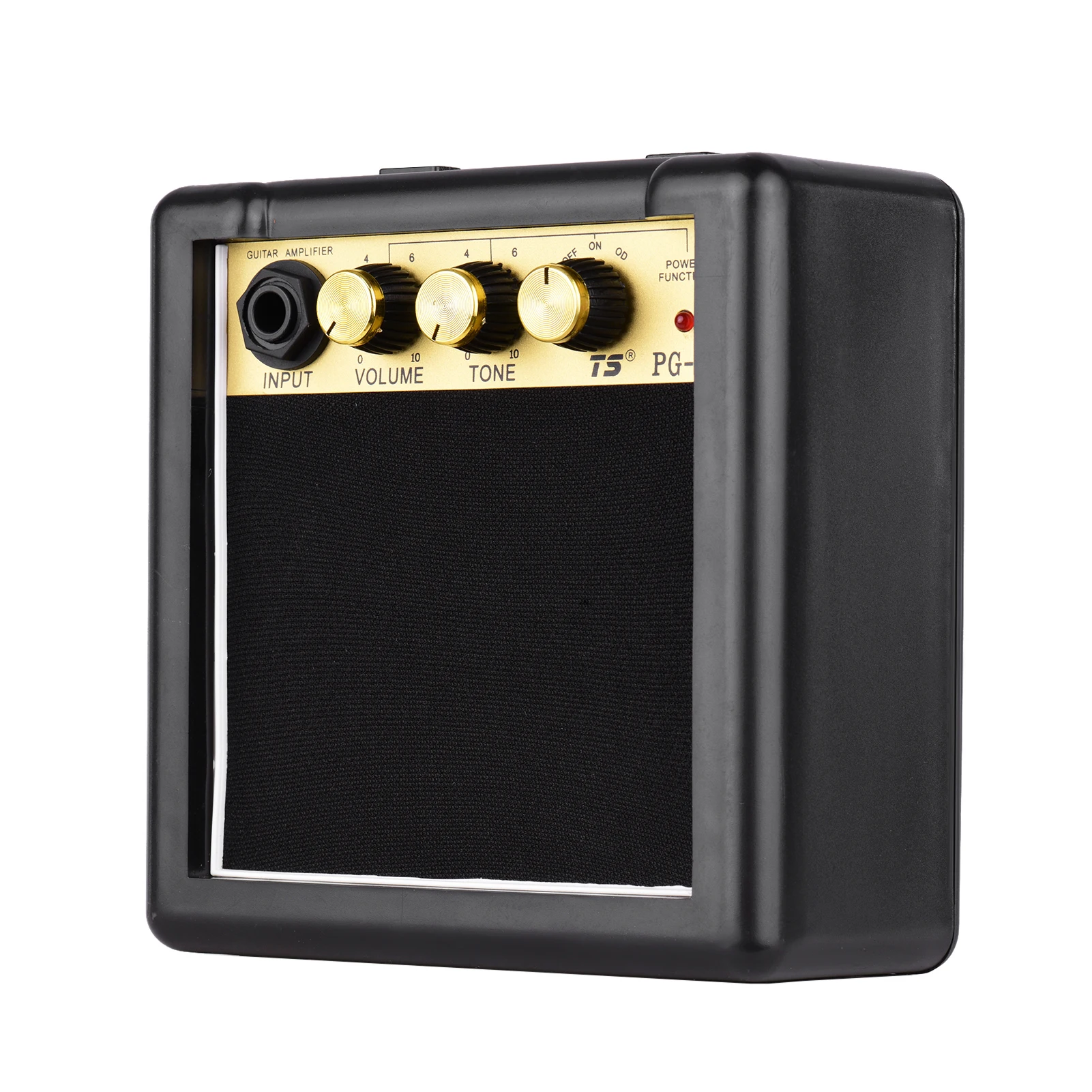 Electric Guitar Amplifier PG-3 3W with Volume Tone Control, 3" 4ohm or 8ohm Speaker, Input Headphone Port, Black Golden Color,