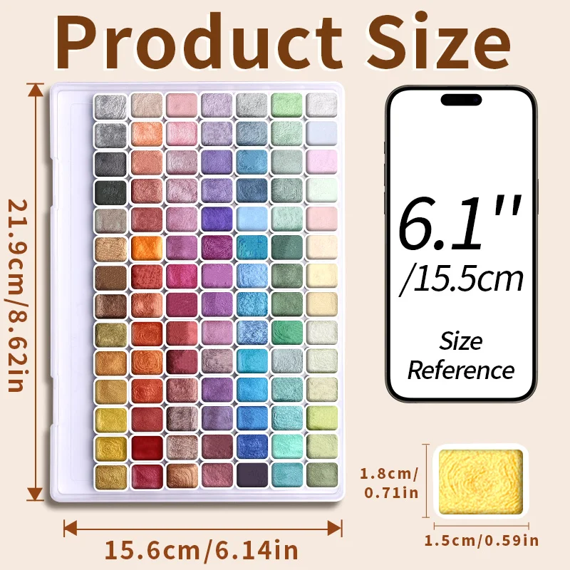 98-Color Metallic Shimmer Watercolor Paint Set,Pearl Pigments for Artists,Hobbyists for Illustration,Scrapbooking,Decoration - 5